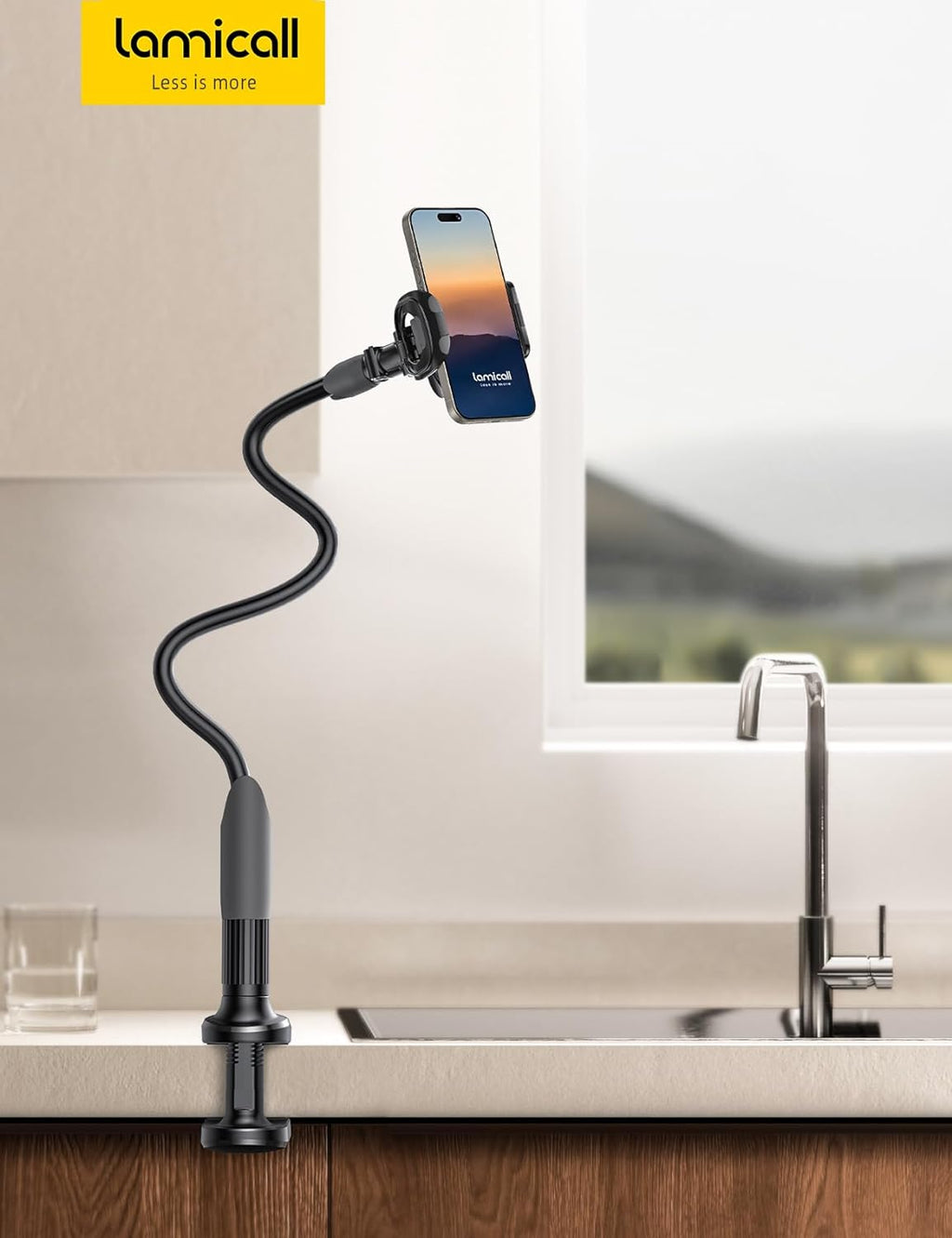 Lamicall Gooseneck Phone Holder for Bed - Cell Phone Mount Clamp Clip. Flexible Long Arm. Overhead Mount for Desk Headboard Bedside. Gifts for iPhone Air 17 Pro Max. 16 15 14 Pro Max and 4-7 Phone
