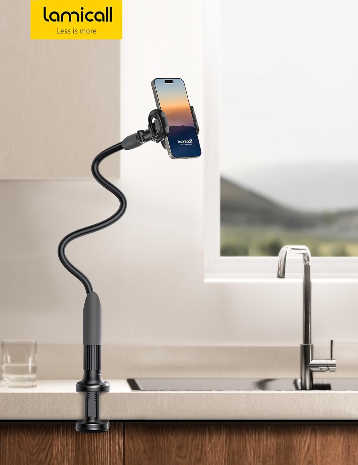 Lamicall Gooseneck Phone Holder for Bed - Cell Phone Mount Clamp Clip. Flexible Long Arm. Overhead Mount for Desk Headboard Bedside. Gifts for iPhone Air 17 Pro Max. 16 15 14 Pro Max and 4-7 Phone