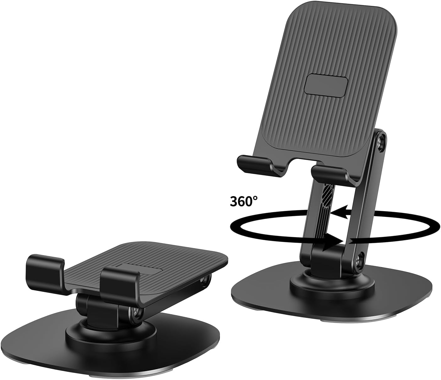 360° Degree Rotating Mobile Phone Holder.Fully Adjustable Foldable Desktop Phone Holder Stand Base.Foldable Desktop Cell Phone Stands for iPhone17 16 15 Pro Xr Xs Max X Plus iPad Samsung(K69-Black)