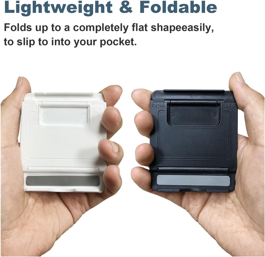 POQOD 2 Pack Cell Phone Stand. Foldable Phone Holder for Desk Compatible with Phone 15 14 13 12 11 Pro Xs Xs Max Xr X 8. Nintendo Switch. All Phones. Black & White