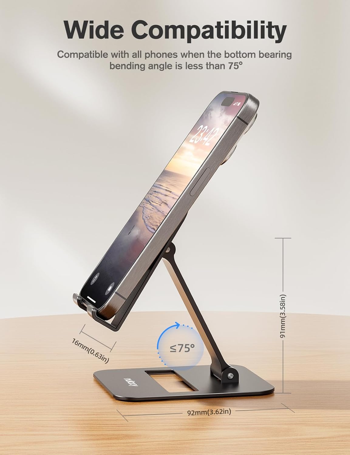 Nulaxy 2 Pack Dual Folding Cell Phone Stand. Fully Adjustable Phone Holder for Desk. Compatible with iPhone 17 16 15 14 13 12 11. Nintendo Switch. All Phones. Black & Rose Gold