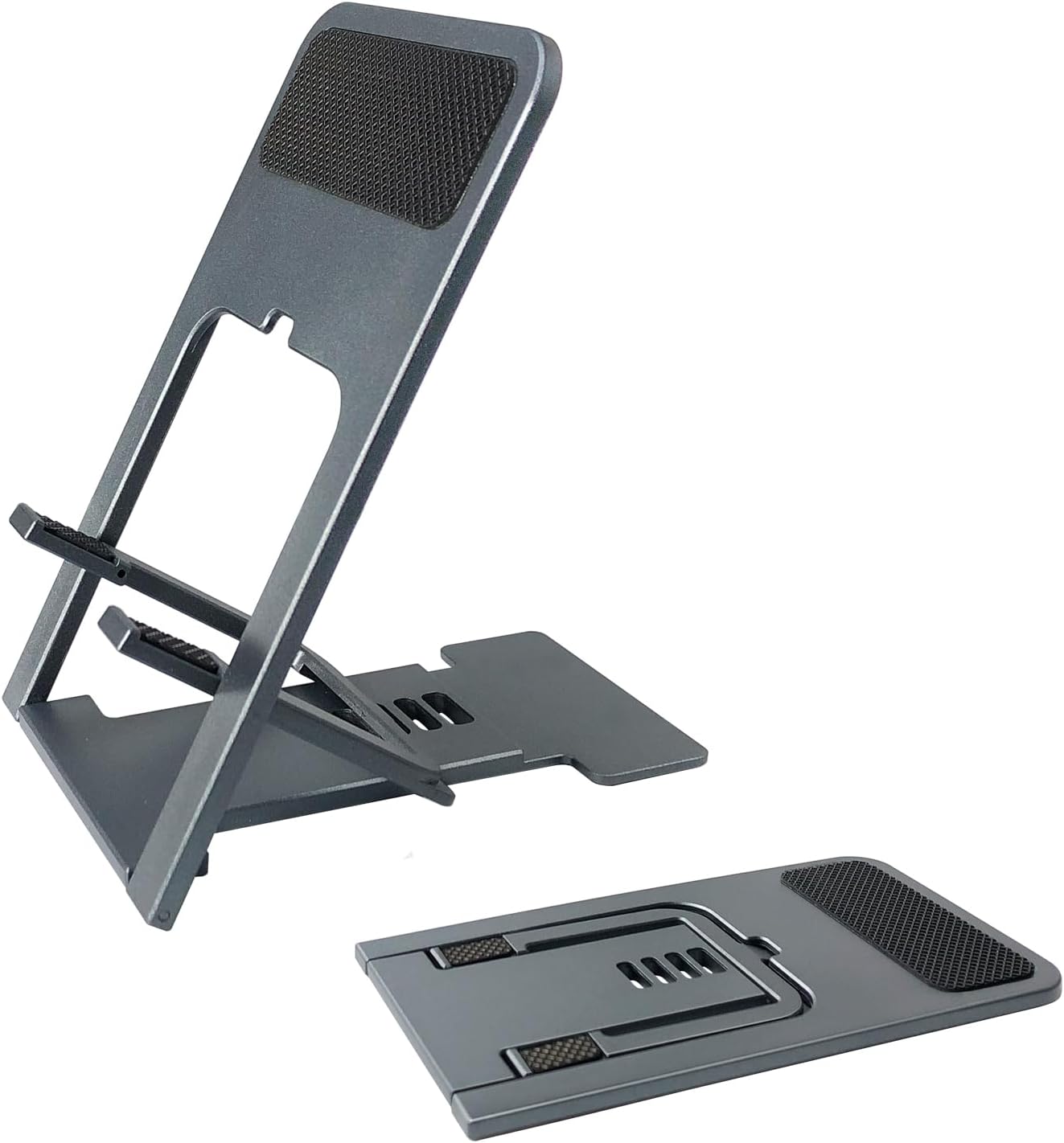 POQOD 2 Pack Cell Phone Stand. Foldable Phone Holder for Desk Compatible with Phone 15 14 13 12 11 Pro Xs Xs Max Xr X 8. Nintendo Switch. All Phones. Black & White