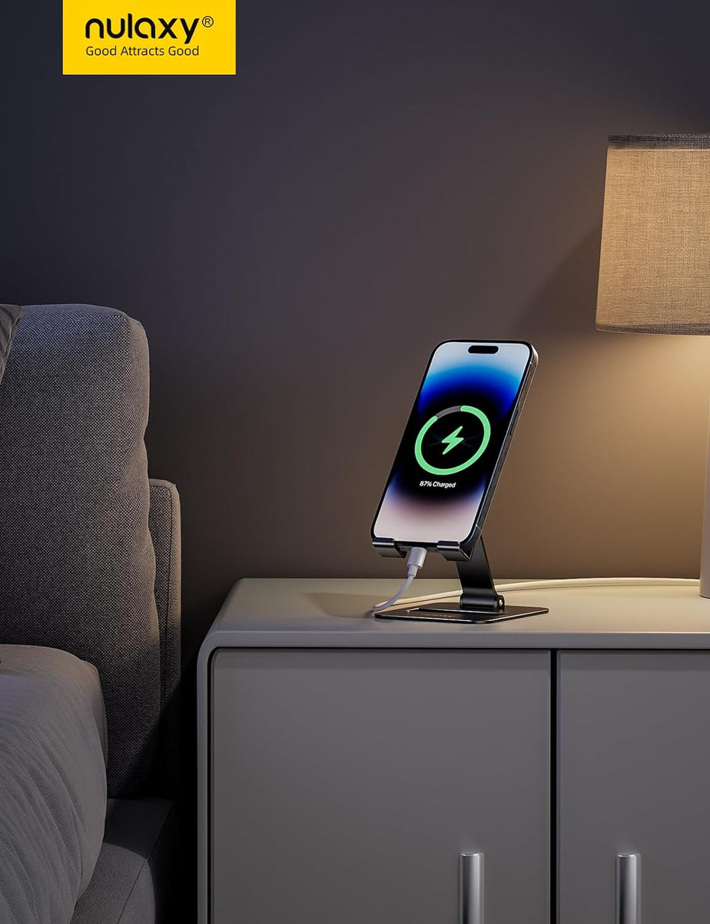 Nulaxy 2 Pack Dual Folding Cell Phone Stand. Fully Adjustable Phone Holder for Desk. Compatible with iPhone 17 16 15 14 13 12 11. Nintendo Switch. All Phones. Black & Rose Gold