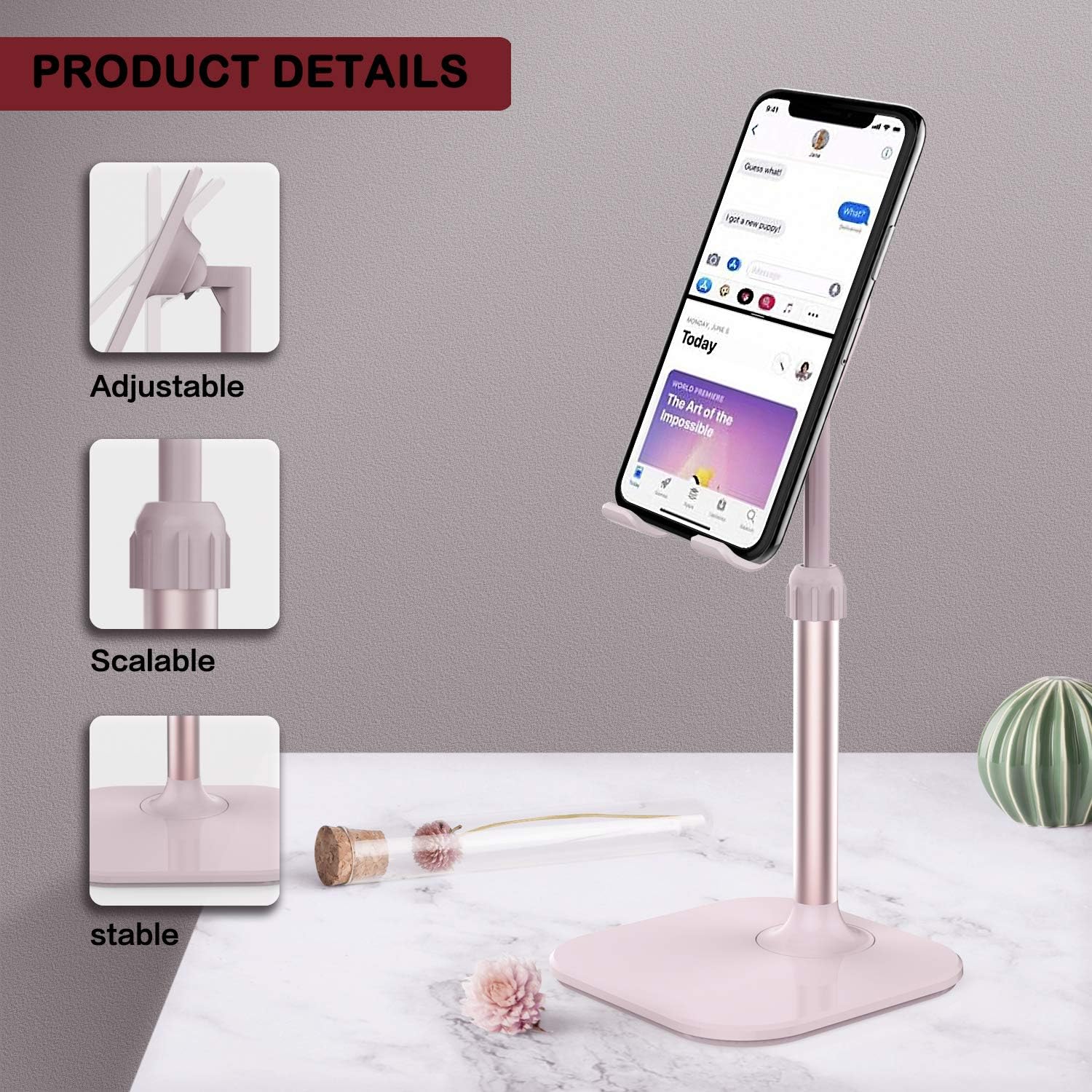 Doboli Cell Phone Stand. Valentine's Day Gifts for Teens Girls Boys Adults Women Men Mom Wife. Phone Stand for Desk. Phone Holder Stand Compatible with iPhone and All Mobile Phones Tablet. Pink